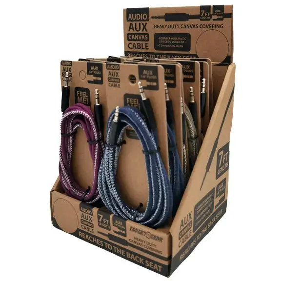 Auxiliary Audio Cable 7Ft - 12 Pieces Per Retail Ready Display 23496 1
