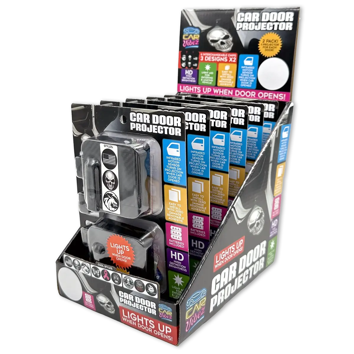 Car Door Light Projector With Assorted Designs - 6 Pieces Per Retail Ready Display 23694 1