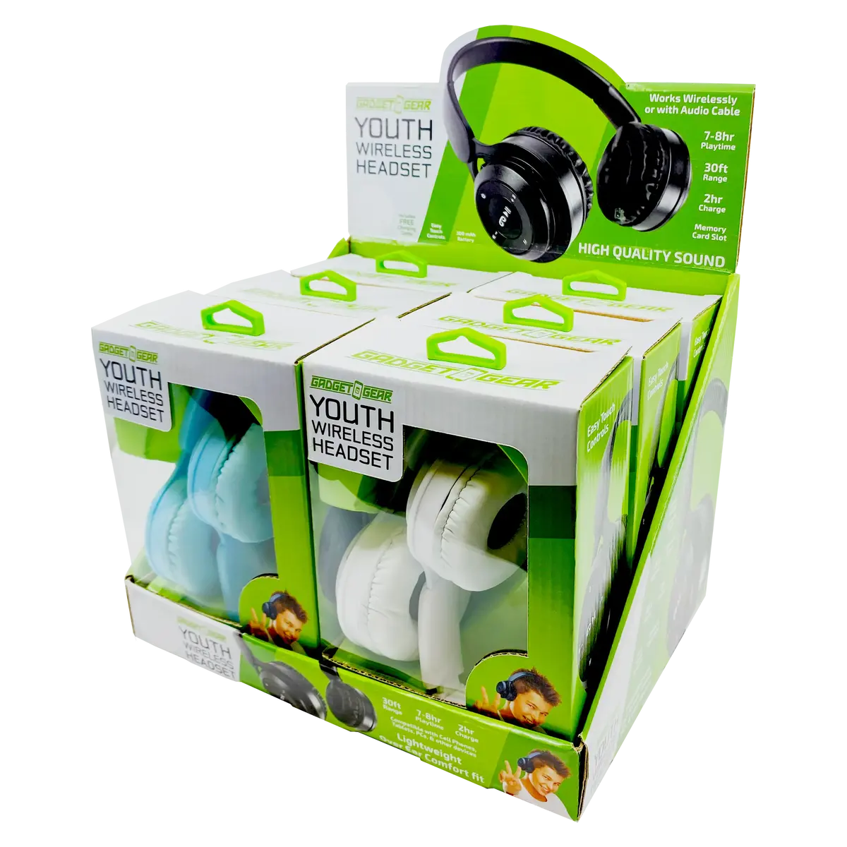 Wireless Headphones Youth With Aux Cable - 6 Pieces Per Retail Ready Display 23724 1
