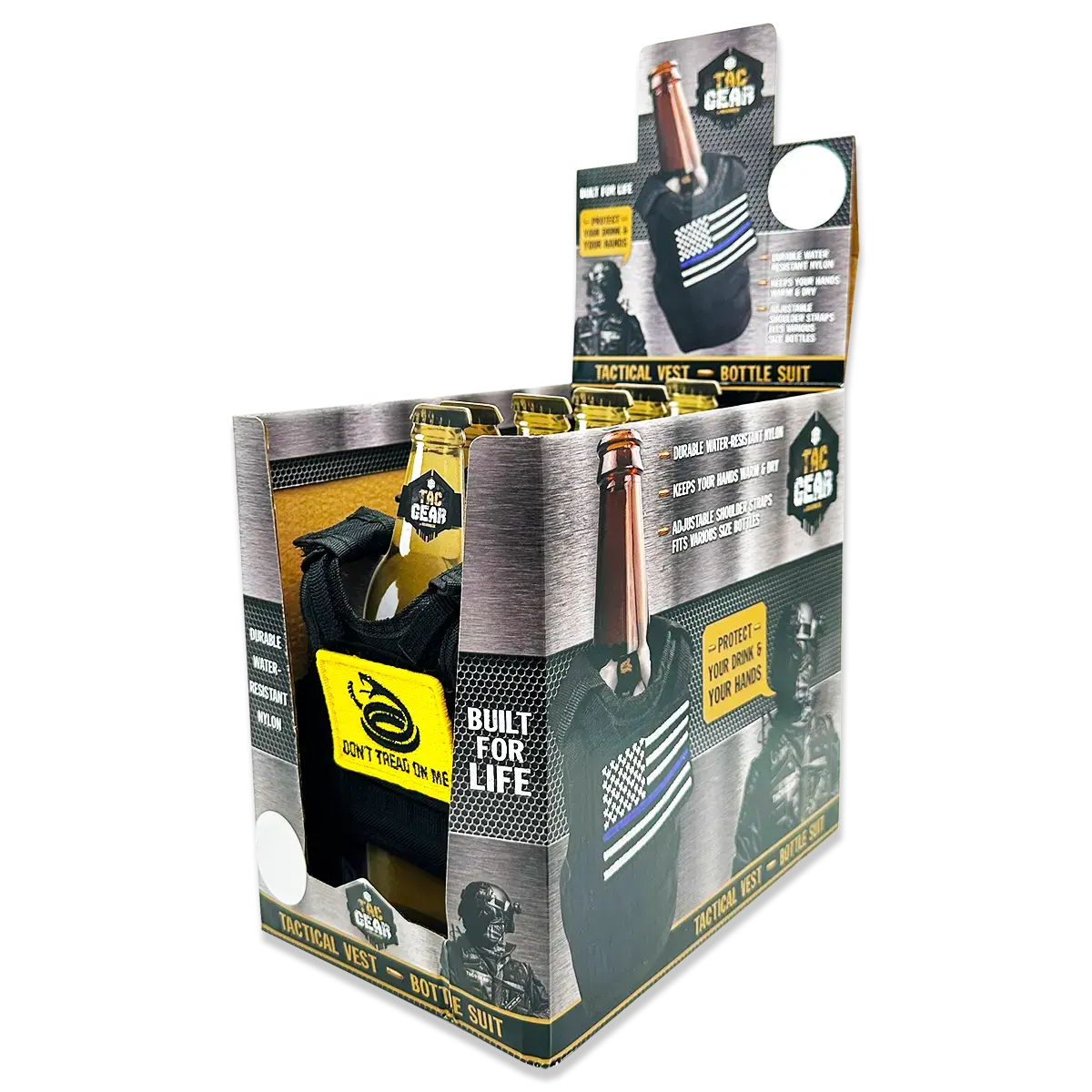 Patriotic Molle Insulated Bottle Suit With Patch - 6 Pieces Per Retail Ready Display 23758 1