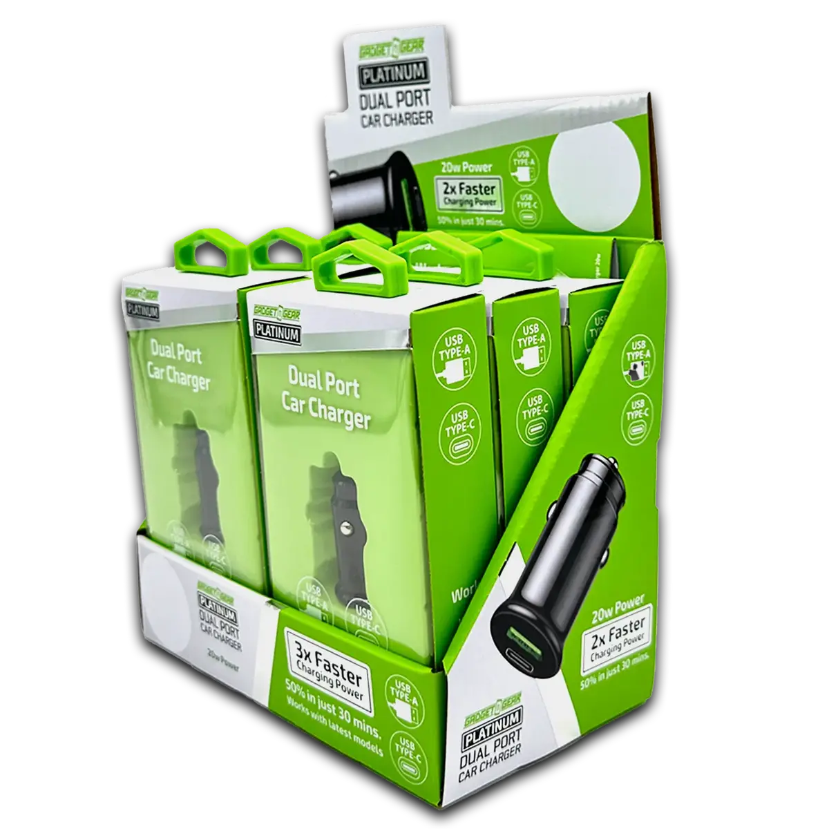 Car Charger Dual Port Usb / Usb-C 20 Watts - 6 Pieces Per Retail Ready Display 23760 1