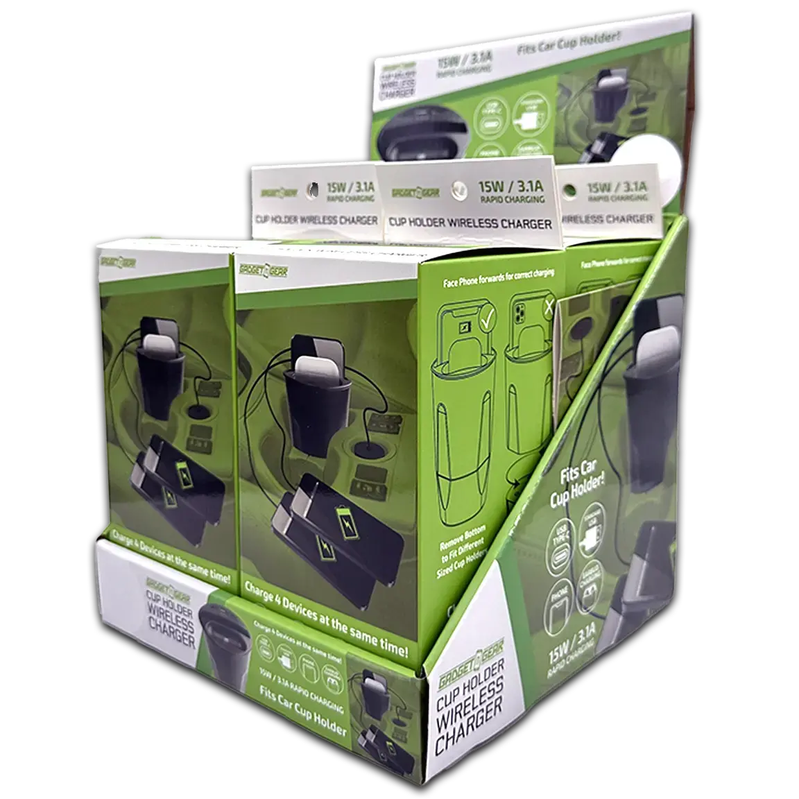 Cup Holder Multi-Port Wireless Charger - 4 Pieces Per Retail Ready Display 23765 1