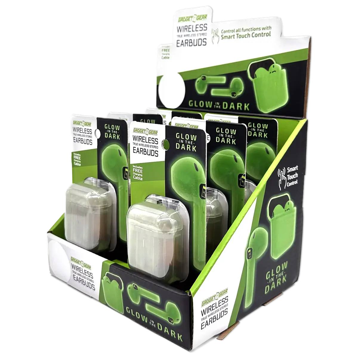 Wireless Earbuds Glow In The Dark With Case - 6 Pieces Per Retail Ready Display 23778 1