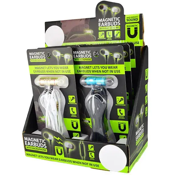 Wired Earbuds With Magnetic Connection - 6 Pieces Per Retail Ready Display 23800 1