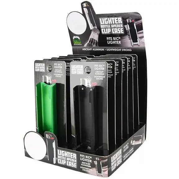 Metal Lighter Clip Case With Bottle Opener - 12 Pieces Per Retail Ready Display 23816 1