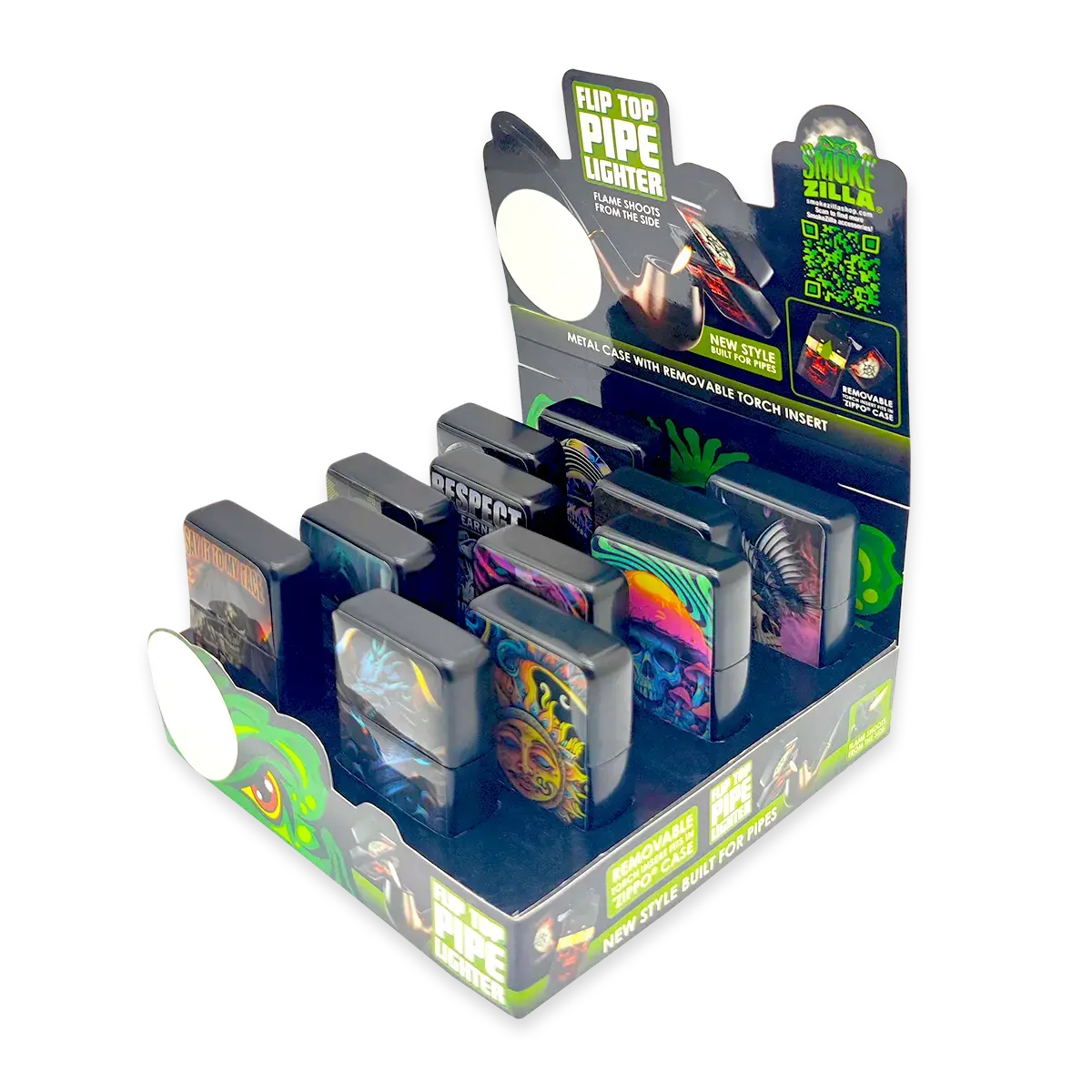 Metal Flip Top Pipe Lighter - 12 Pieces Per Retail Ready Display 23983 1