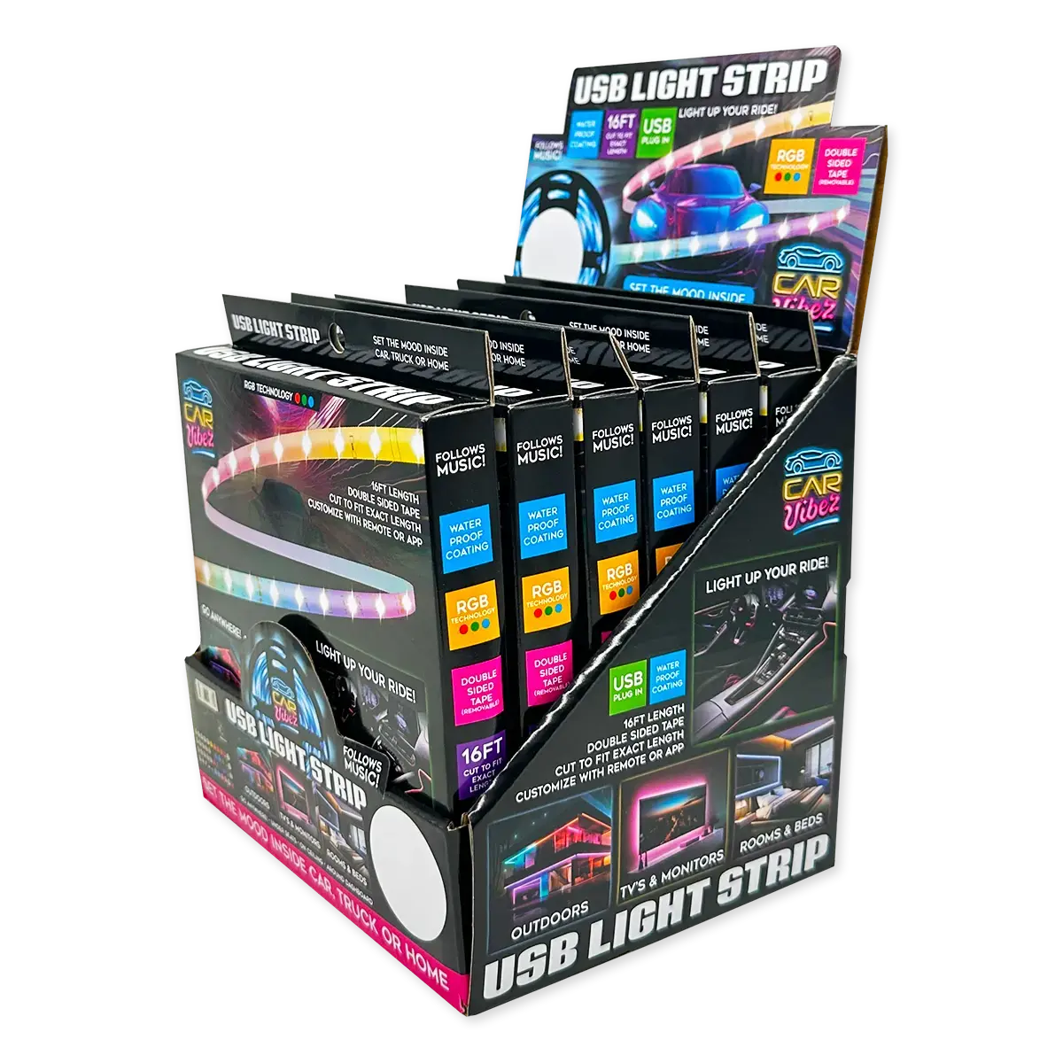 Mood Light Strip Usb With Remote 16Ft - 6 Pieces Per Retail Ready Display 24338 1
