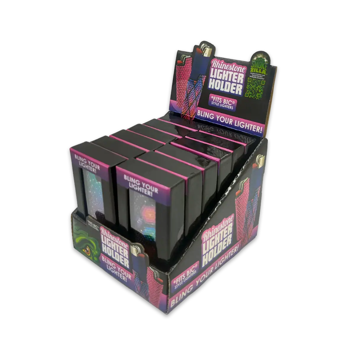 Rhinestone Lighter Case - 12 Pieces Per Retail Ready Display 24382 1