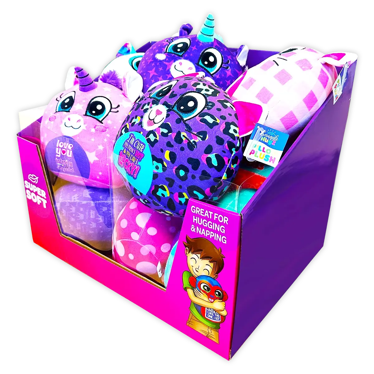 Kids Fluffy Stuffy Pillow Plush 12 Pieces Per Retail Ready Display 24406 1