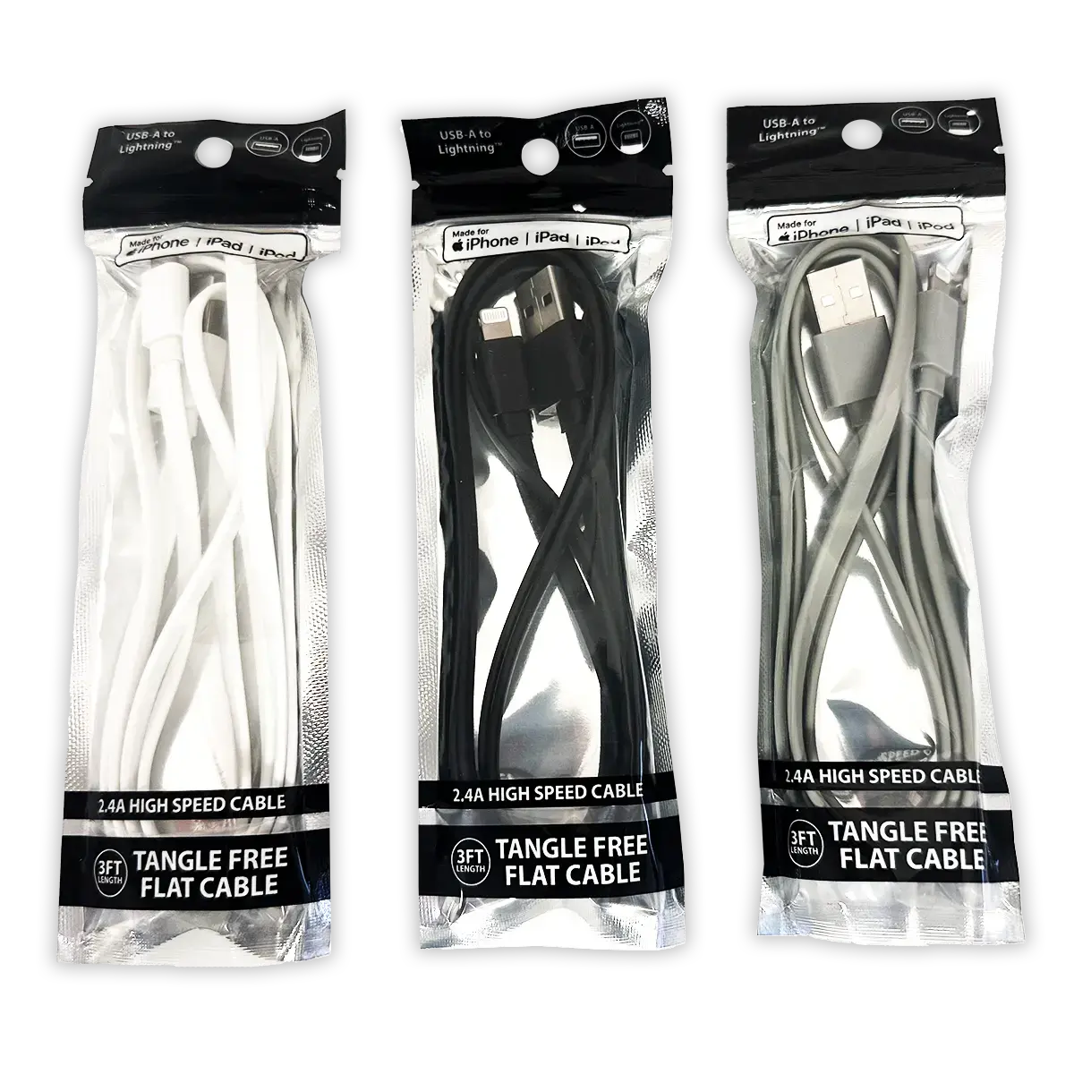 Charging Cable Usb To Lightning 3Ft 2.4 Amp - 20 Pieces Per Pack 24460 1
