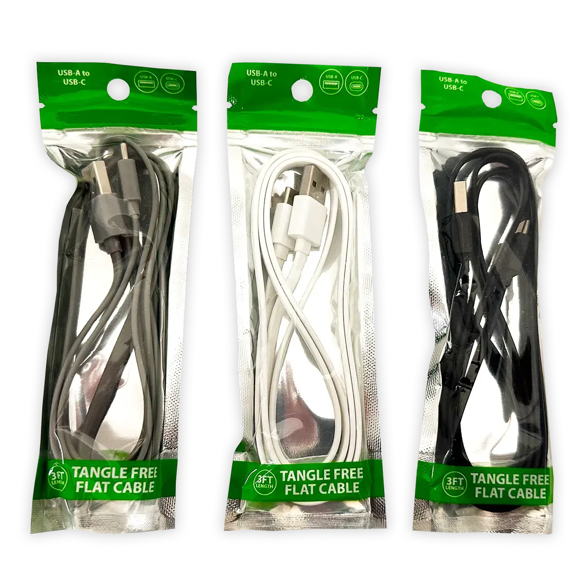 Charging Cable Flat Usb To Usb-C 3Ft - 20 Pieces Per Pack 24463 1