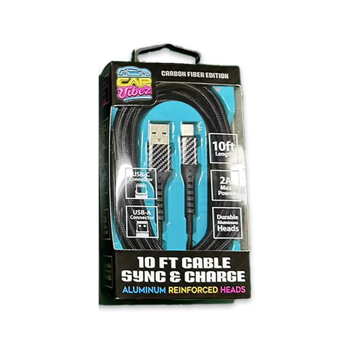 Charging Cable Carbon Fiber Usb To Usb-C 10Ft 2 Amp - 3 Pieces Per Pack 24579 1