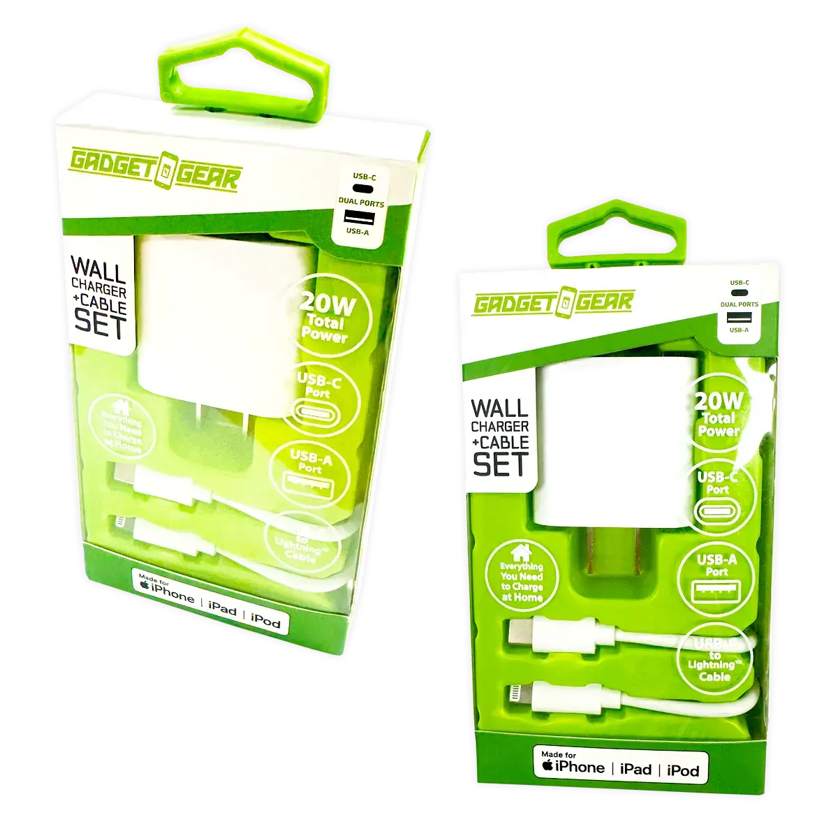 Ac Wall Charger Dual Usb / Usb-C Ports With Usb-C To Lightning Charging Cable 20 Watts - 3 Pieces Per Set 24612 1