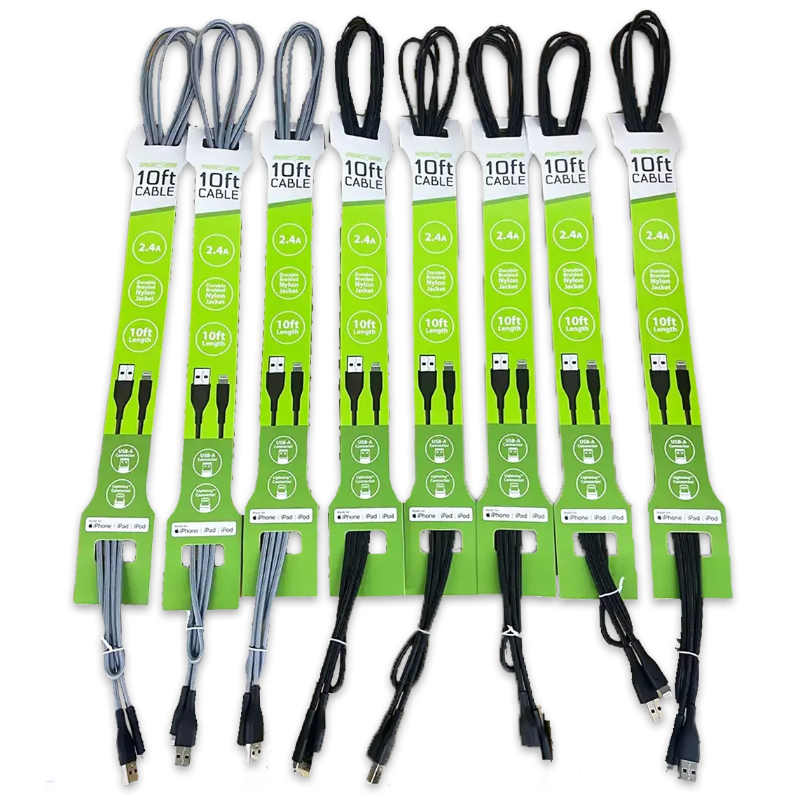 Charging Cable Usb To Lightning 10Ft 2.4 Amp - 8 Pieces Per Pack 24664 1