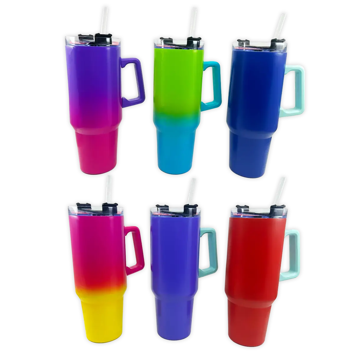 40Oz Insulated Stainless-Steel Color Ombre Printed Cup Mix D - 6 Pieces Per Retail Ready Display 24780 1