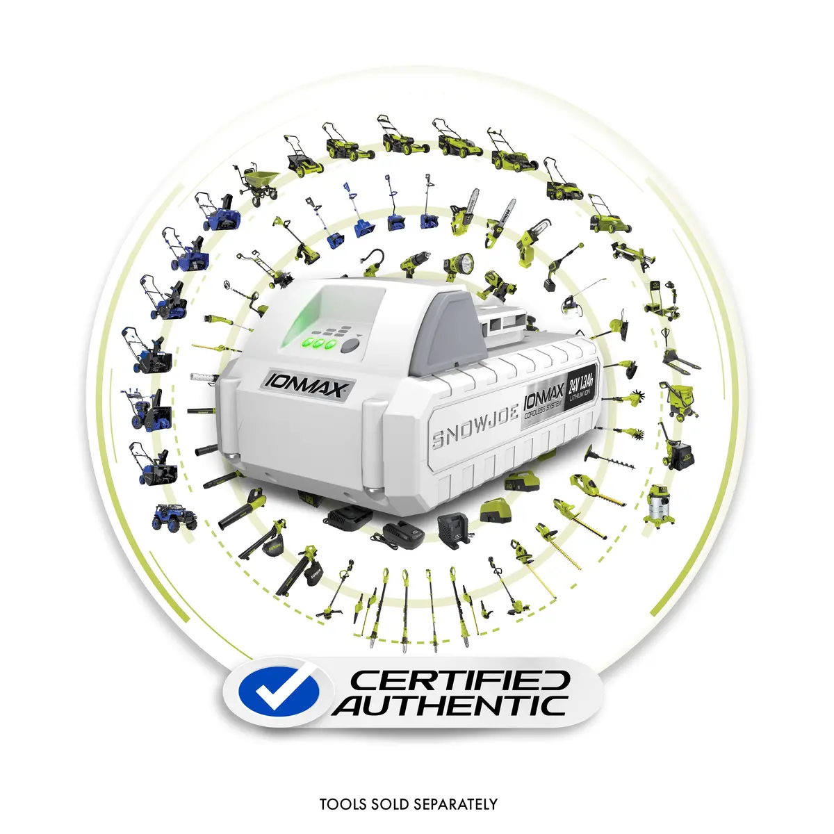 Snow Joe Certified Authentic Ionmax 24-Volt* 1.3-Ah Lithium-Ion Battery | Universal For All Joe Brands (Sun Joe, Auto Joe, Snow Joe, Power Joe) Ionmax Devices | Battery Management System | 3-Stage Led Display 1