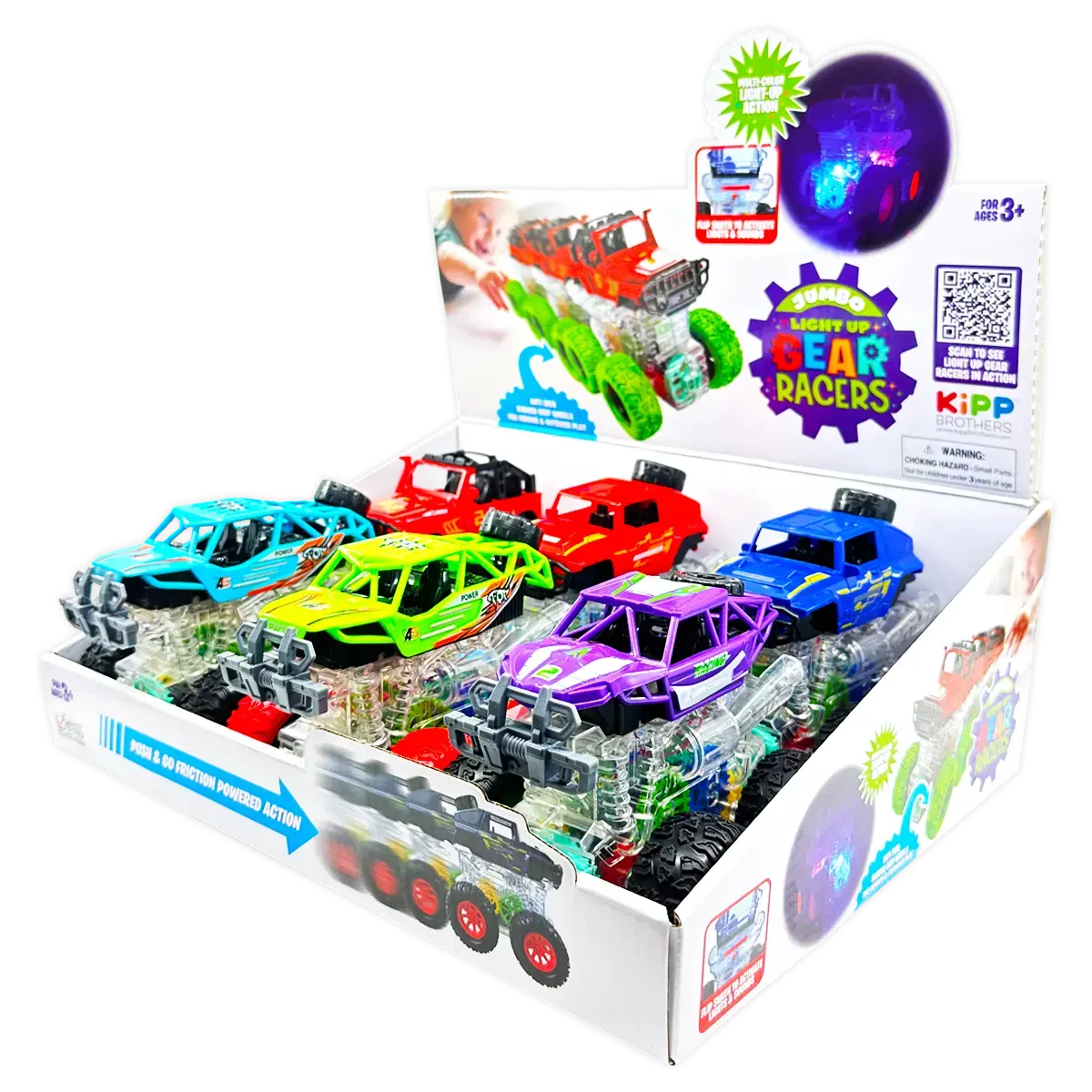 Friction Toy Car Light Up Jumbo Assortment - 6 Pieces Per Display 25030 1