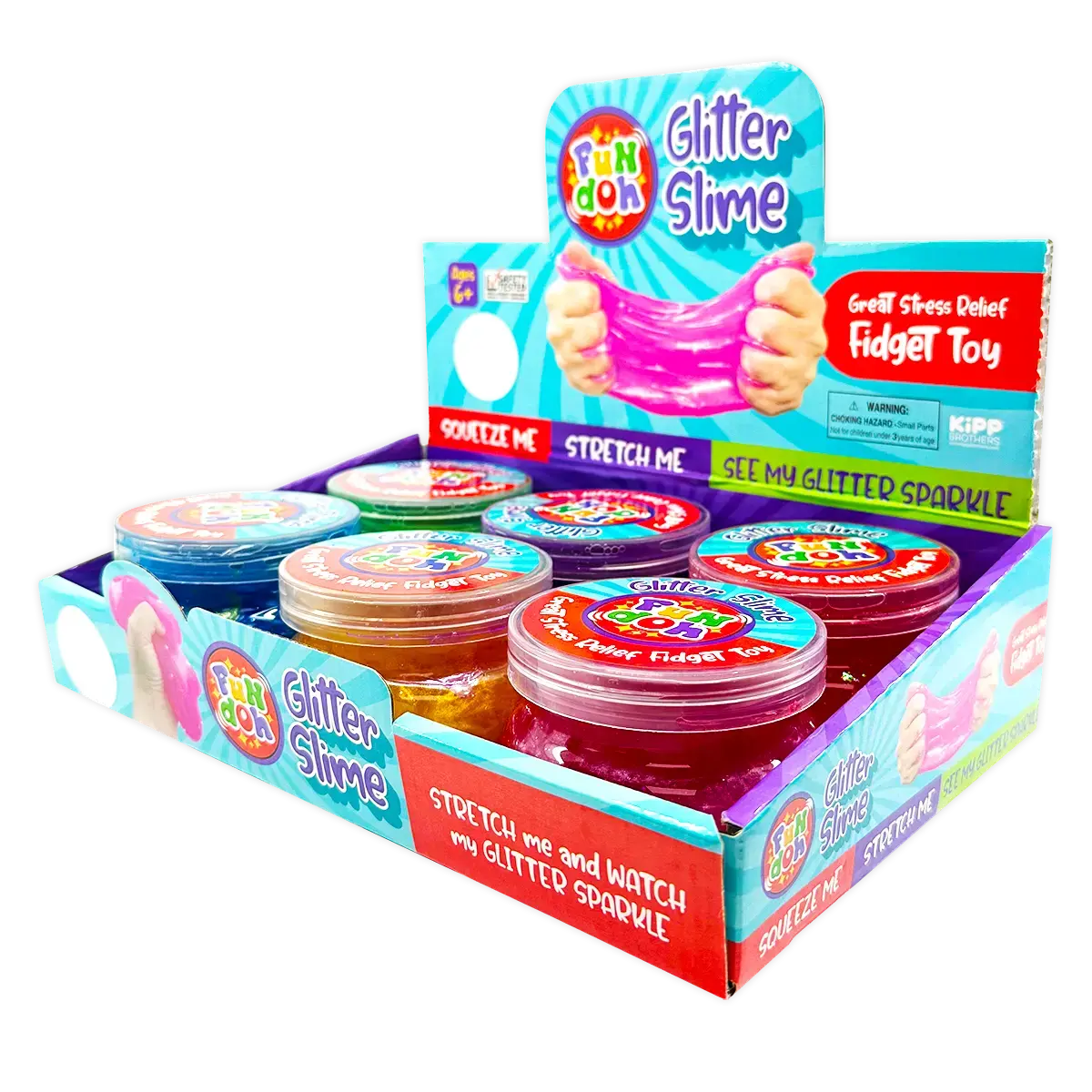 Fun Doh Glitter Slime - 6 Pieces Per Retail Ready Display 25034 1