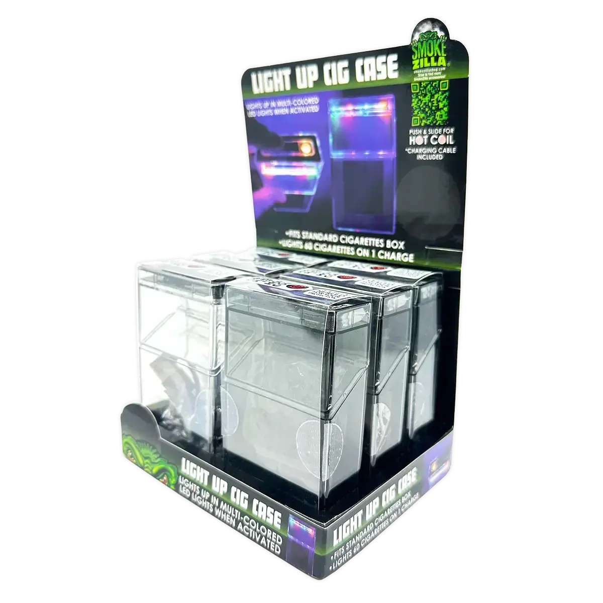 Light-Up Cigarette Case With Usb Coil Lighter - 6 Pieces Per Retail Ready Display 25115 1