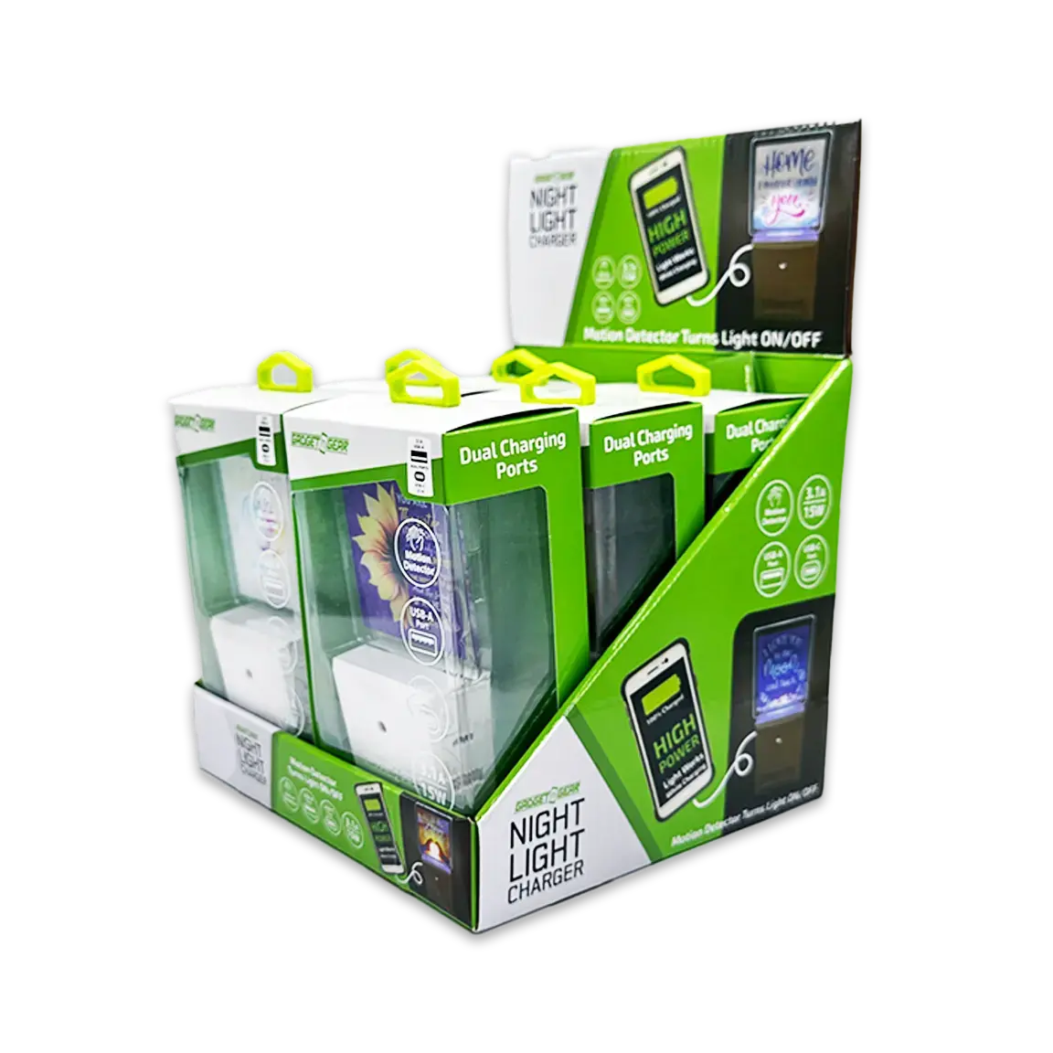 Night Light Usb / Usb-C Dual Port Ac Wall Charger - 6 Pieces Per Retail Ready Display 25132 1