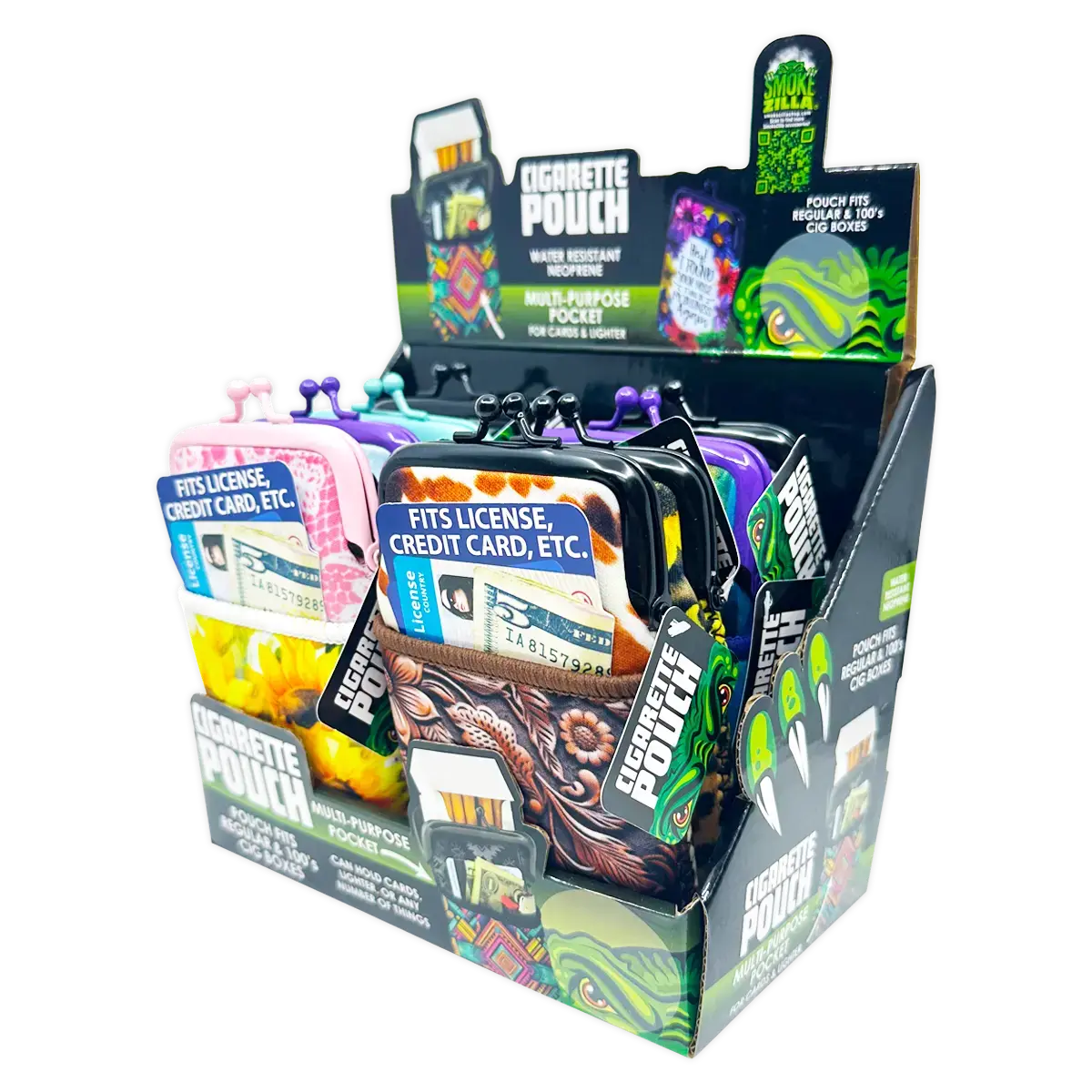Neoprene Cigarette Pouch With Pocket - 8 Pieces Per Retail Ready Display 25138 1
