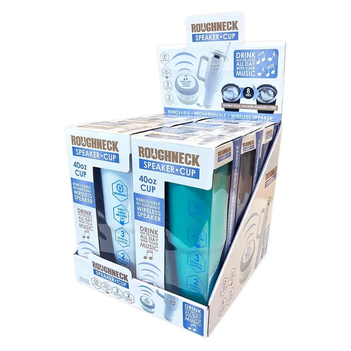 40 Oz Insulated Stainless-Steel Cup With Rechargeable Speaker - 6 Pieces Per Retail Ready Display 25148 1