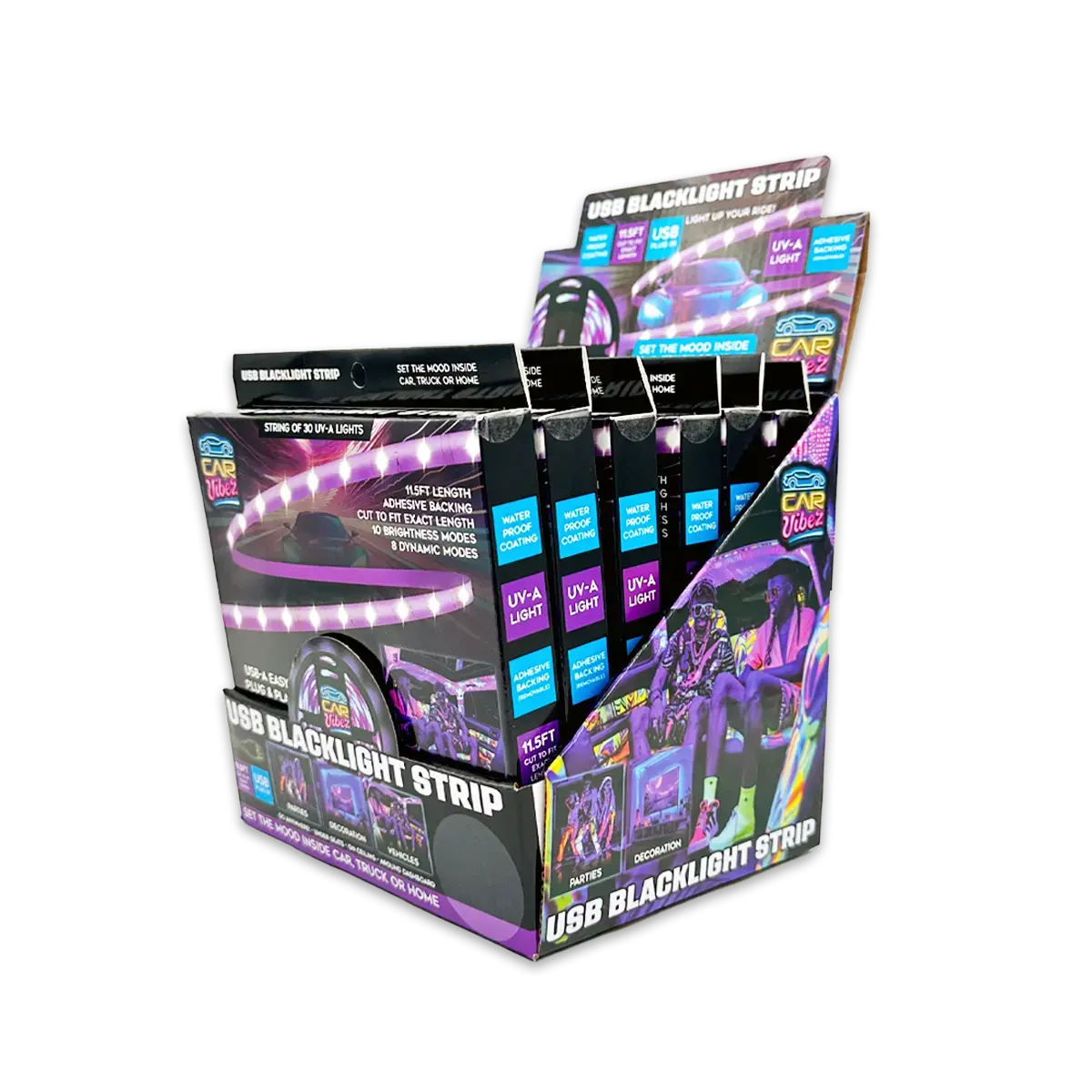 Usb Blacklight Strip With Remote 11.5Ft - 6 Pieces Per Retail Ready Display 25244 1