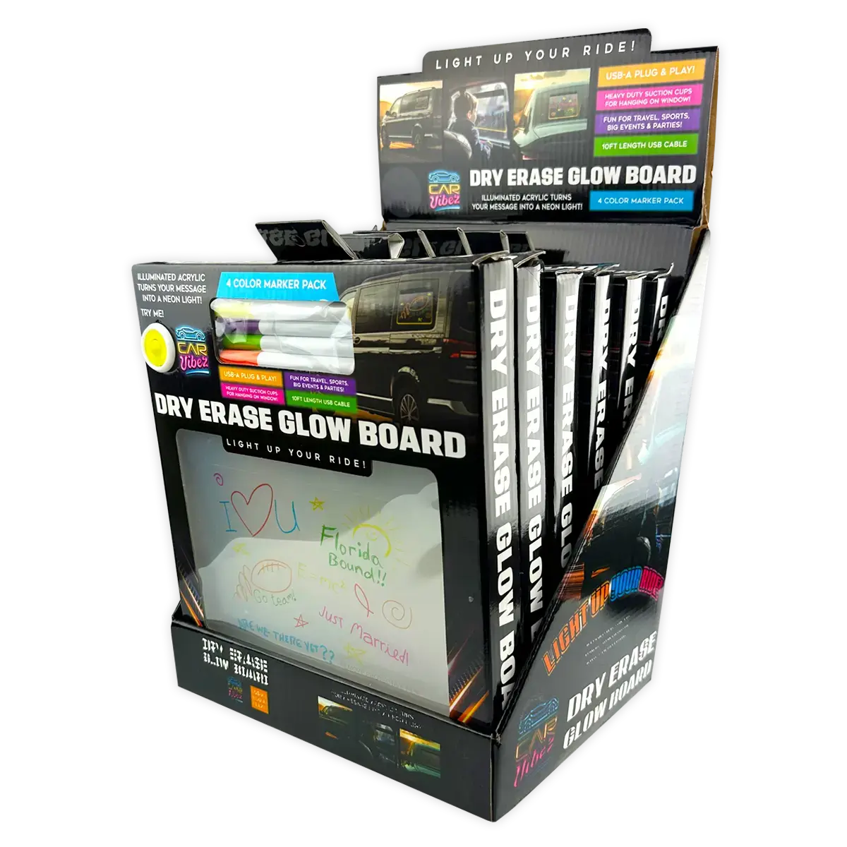 Dry Erase Window Glow Board With Markers - 6 Pieces Per Retail Ready Display 25274 1