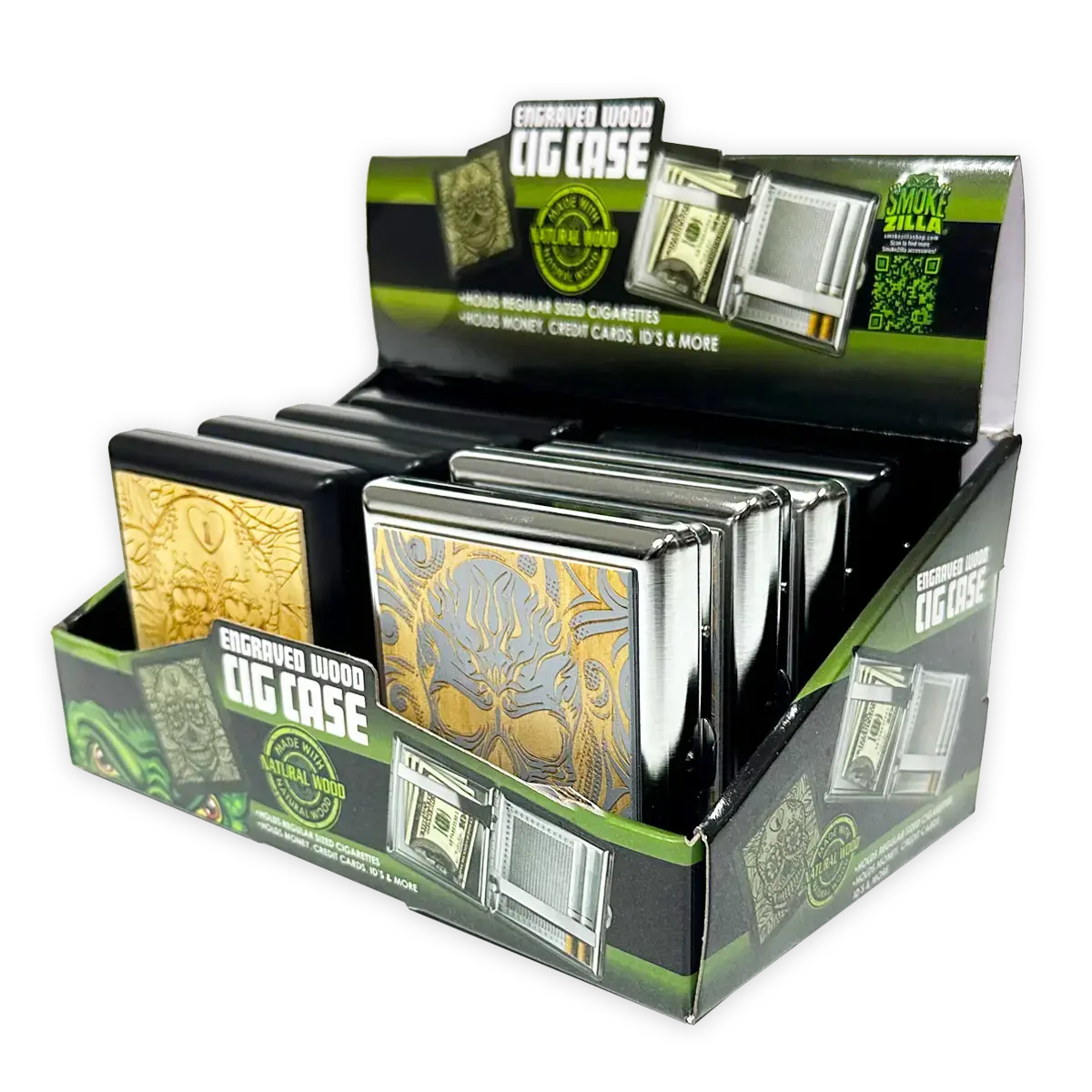 Engraved Wood Cigarette Case - 8 Pieces Per Retail Ready Display 25283 1