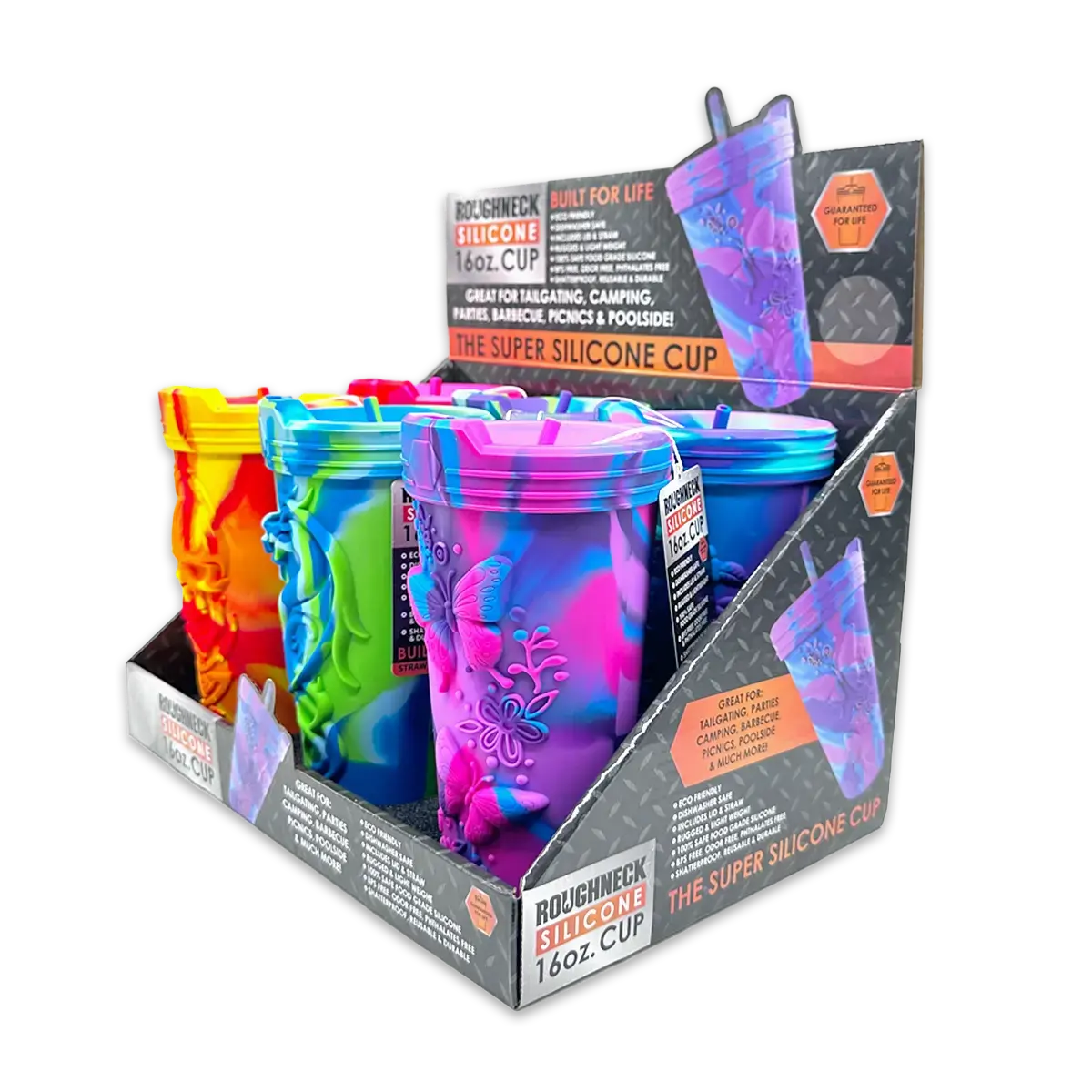Roughneck Silicone Cup 16Oz +Lid 6 Pieces Per Retail Ready Display 25292 1