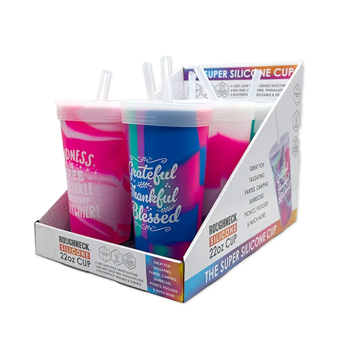 Silicone 22Oz Super Cups - 6 Pieces Per Retail Ready Display 25605 1