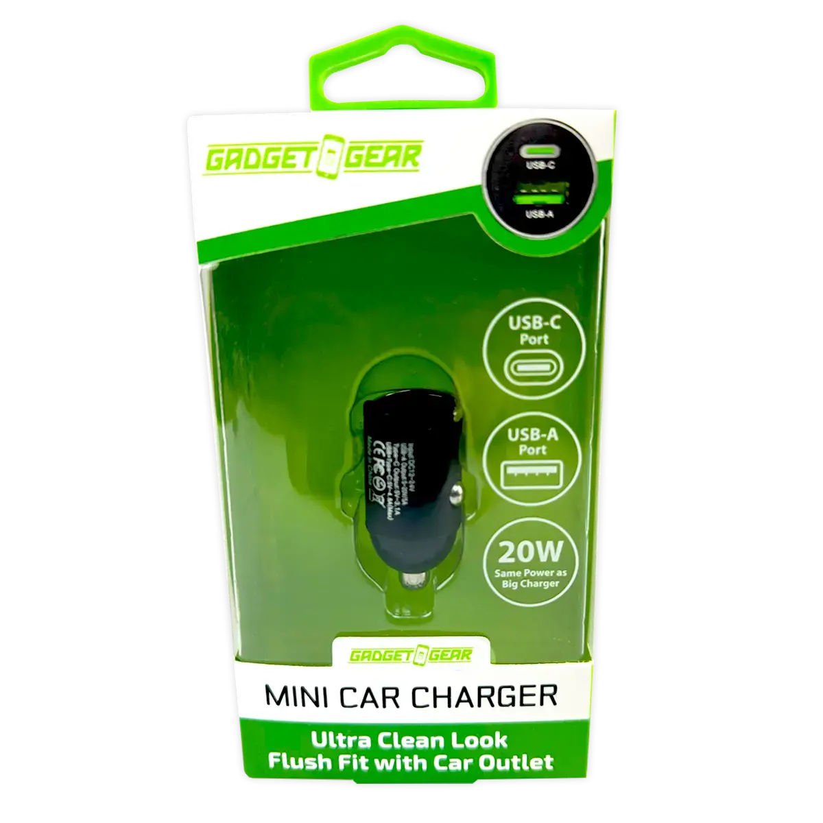 Mini Car Charger Dc Dual Port Usb / Usb-C 20 Watts - 6 Pieces Per Retail Ready Display 25751 2