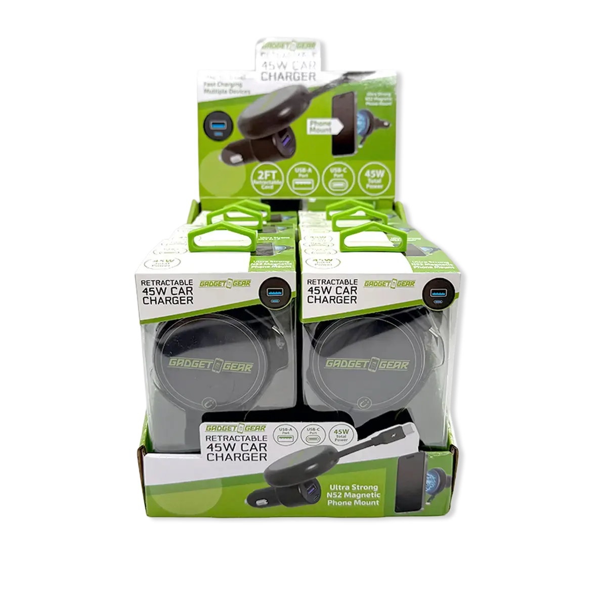 Car Charger Magsafe Retractable Usb-A / Usb-C Adapter 45W - 6 Pieces Per Retail Ready Display 25757 1