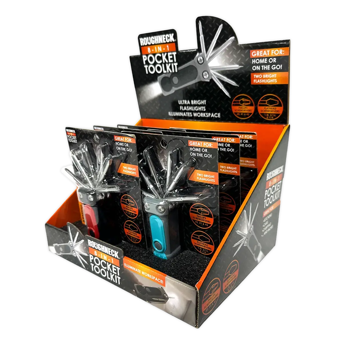 8-In-1 Pocket Toolkit Multi-Tool With Lights - 6 Pieces Per Retail Ready Display 25789 1