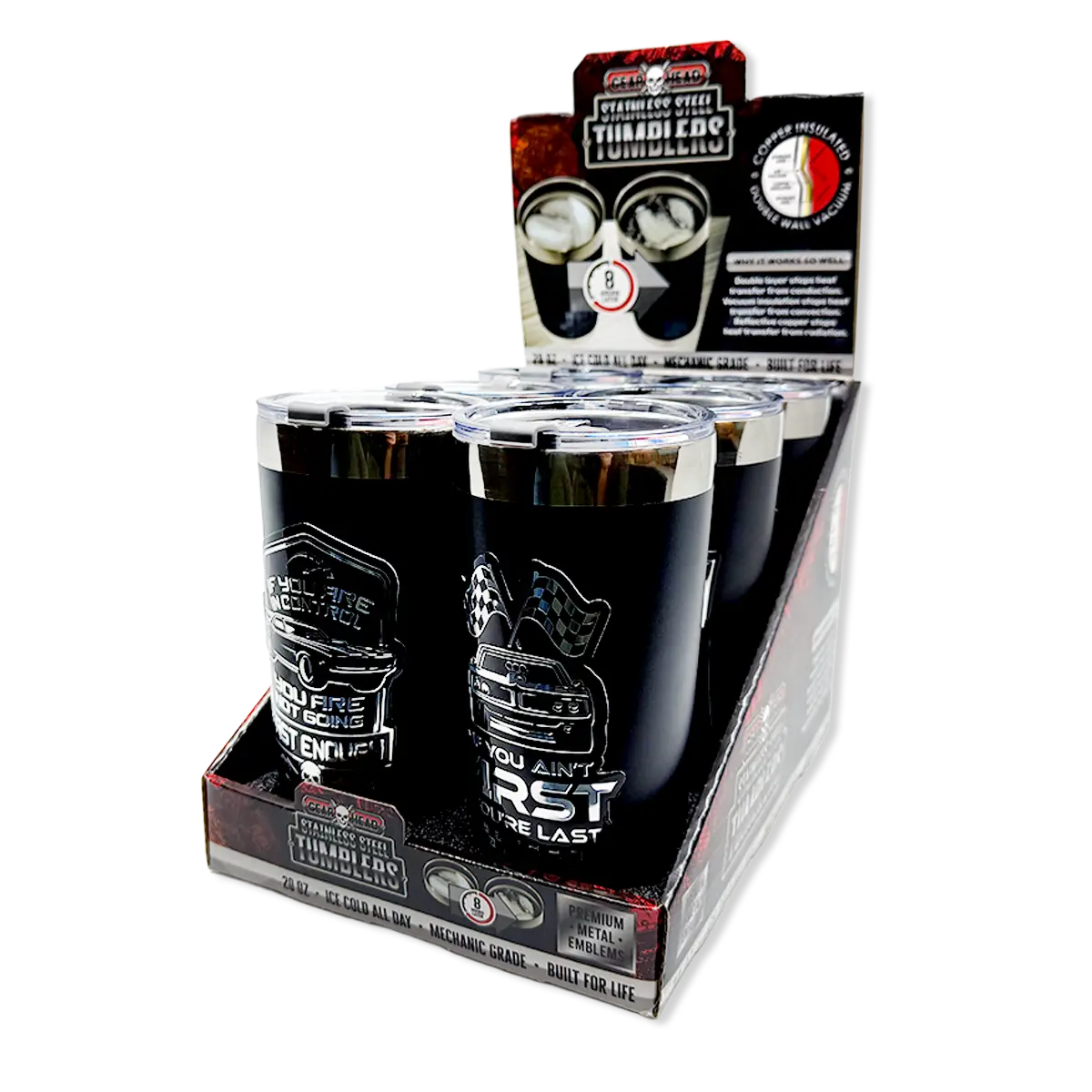 Stainless Steel 20Oz Metal Emblem Insulated Printed Tumblers - 6 Pieces Per Retail Ready Display 25835 1