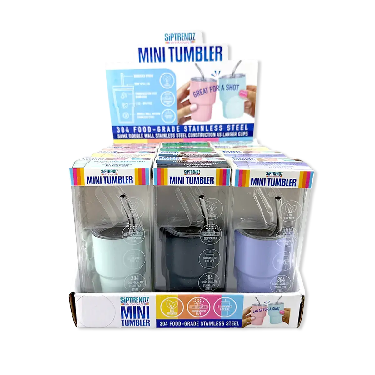 Stainless Steel 2Oz Insulated Mini Shot Tumblers - 12 Pieces Per Retail Ready Display 25943 1