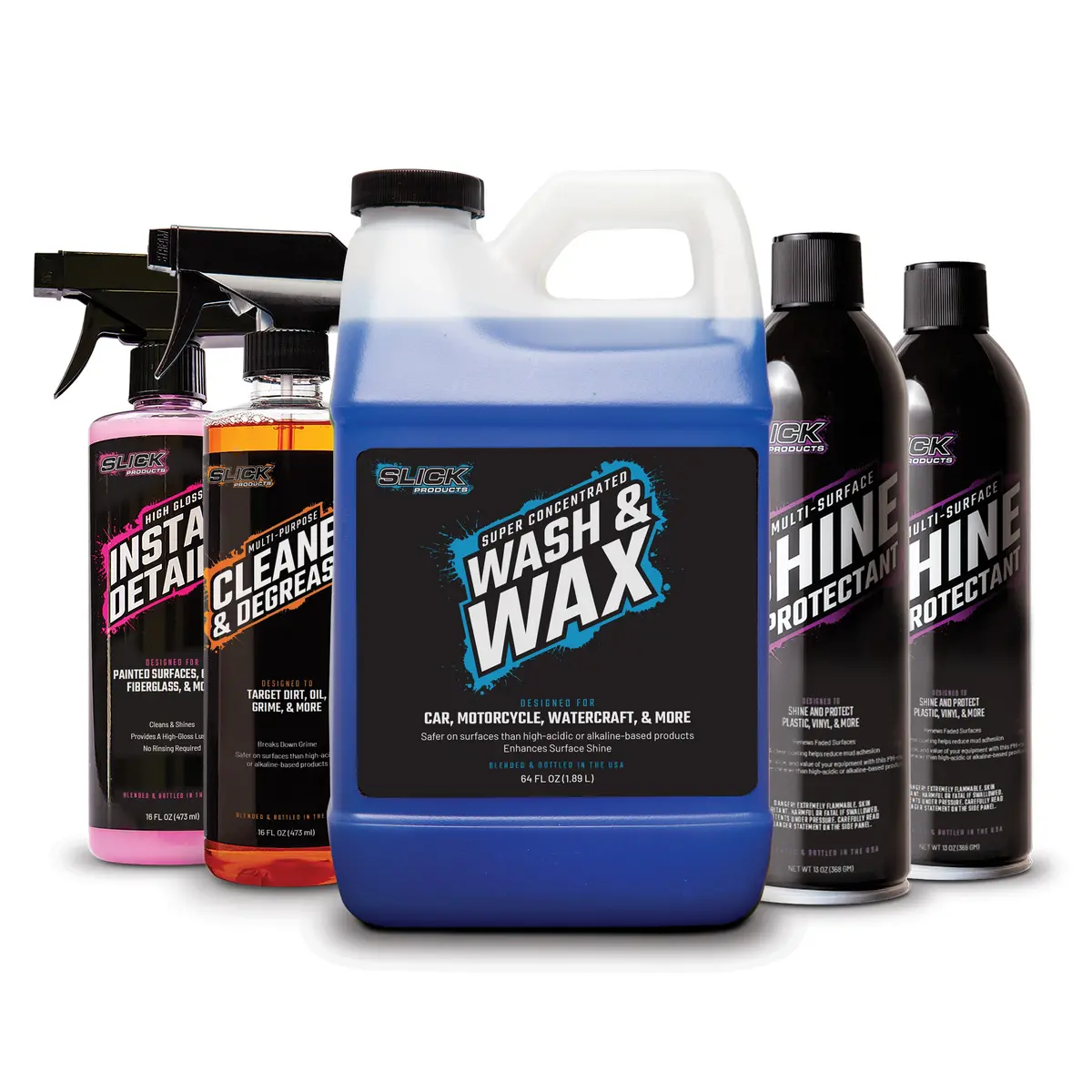 Slick Products Sp1277 Watercraft Refill Bundle | W/ Wash & Wax Concentrate, Cleaner & Degreaser, Shine & Protectant, And Instant Detailer 1