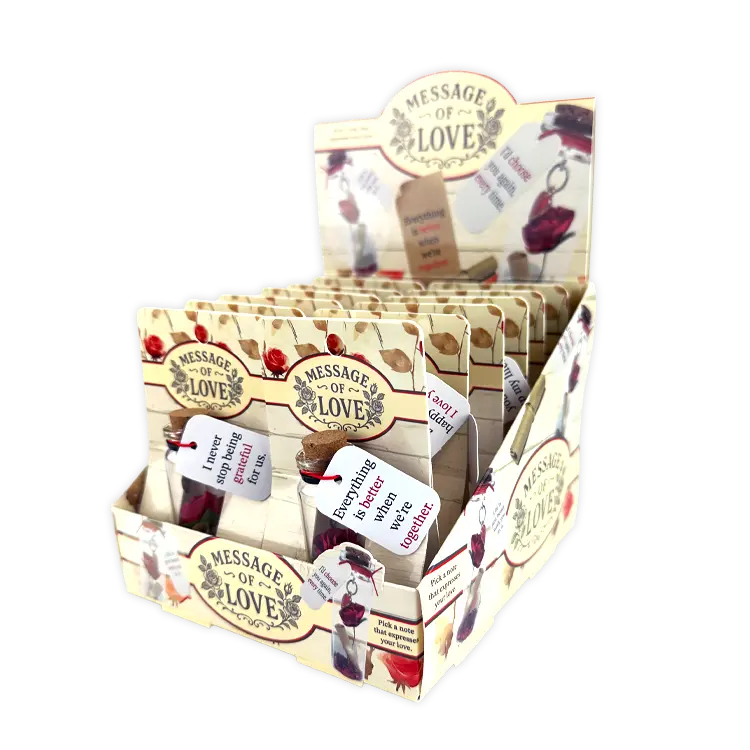 Rose With Message Of Love In A Bottle - 12 Pieces Per Retail Ready Display 26083 1