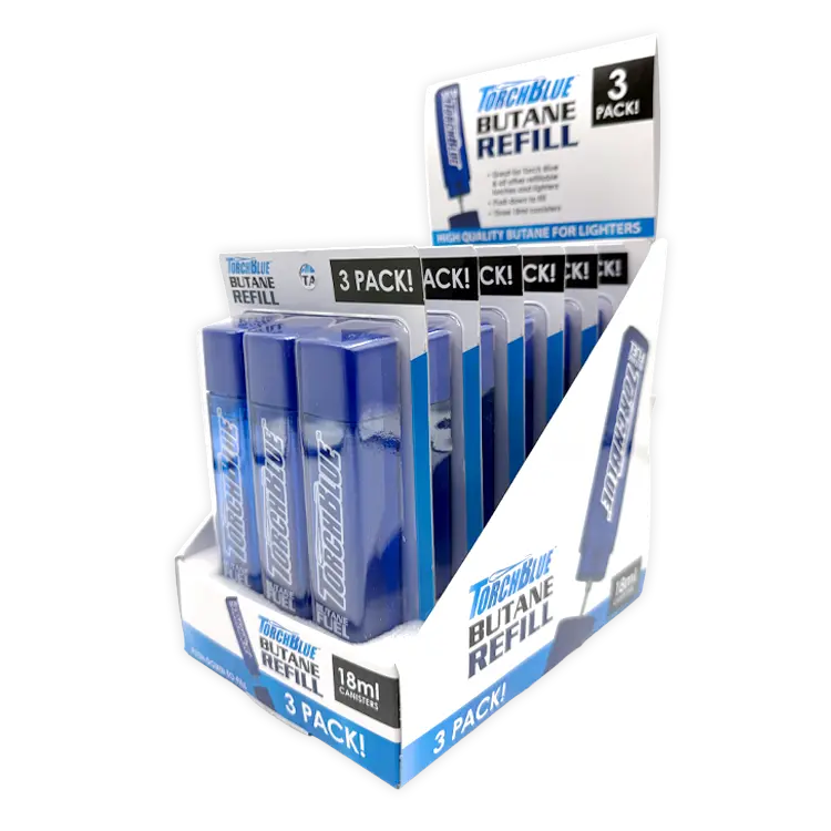 18Ml Butane Refill 3 Pack - 18 Pieces Per Retail Ready Display 26227 1