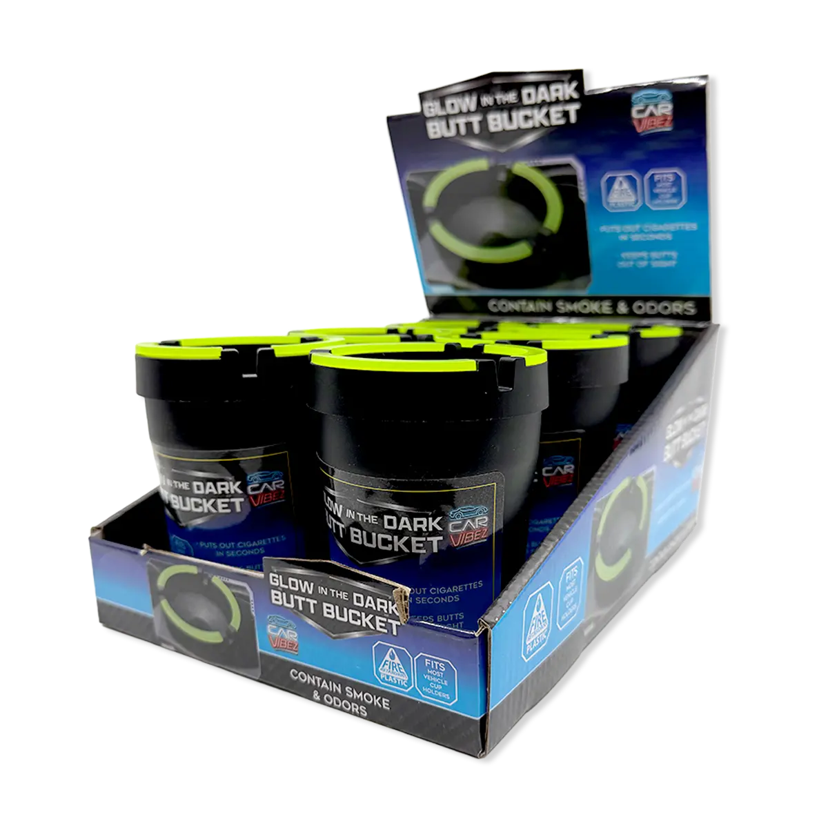 Glow In The Dark Butt Bucket Ashtray - 6 Per Retail Ready Display 26253 1