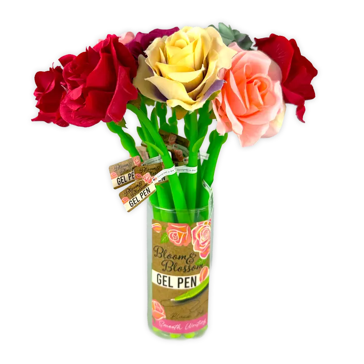 Bloom And Blossom Rose Gel Pen - 12 Pieces Per Display 26427 1