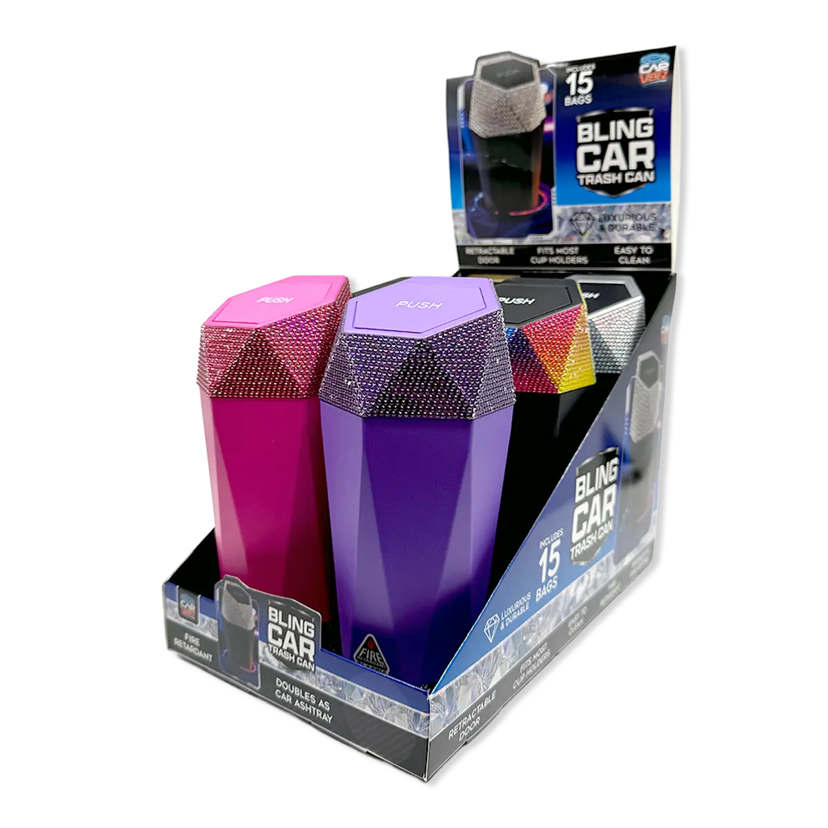 Mini Car Bling Trash Can Accessory - 6 Pieces Per Retail Ready Display 26470 1