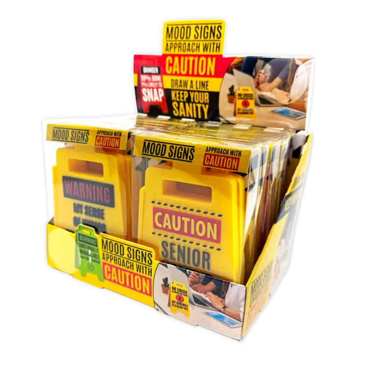 3D Standing Mood Caution Sign Assortment - 12 Pieces Per Retail Ready Display 26540 1