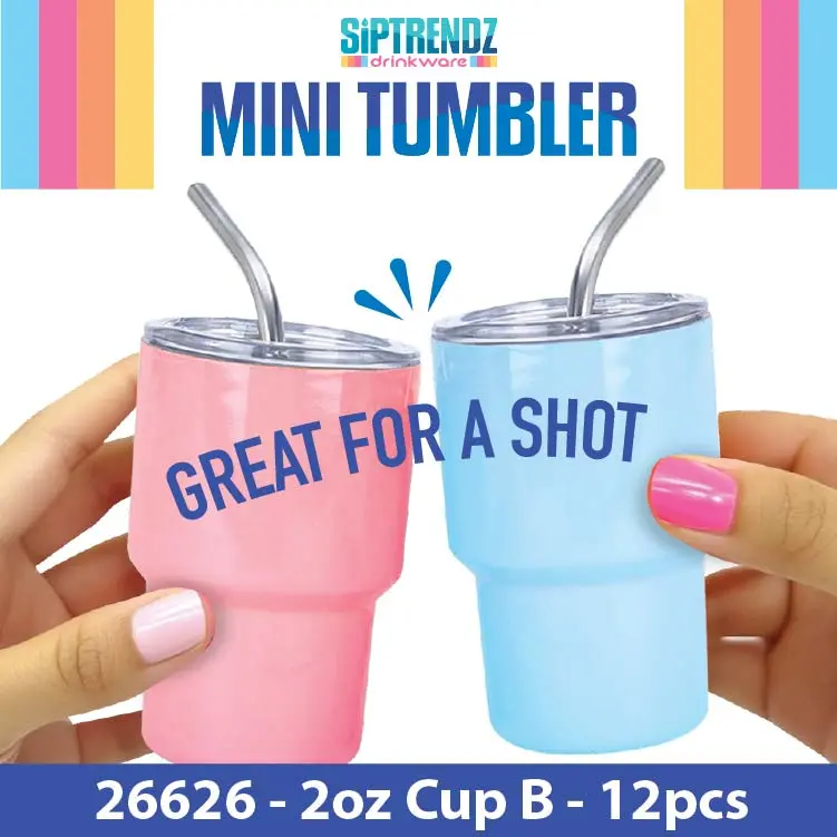 Stainless Steel 2Oz Insulated Mini Shot Tumblers - 12 Pieces Per Retail Ready Display 26626 1