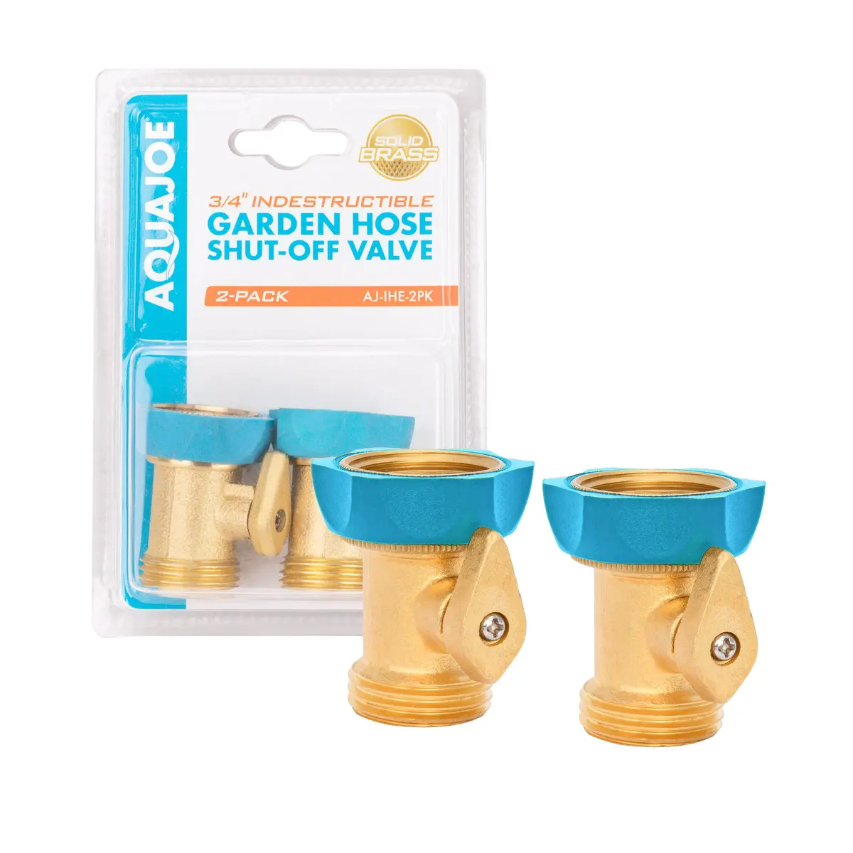 Aqua Joe Aj-Ihe-2Pk Indestructible Series Heavy-Duty Hose Shut Off Valve | Brass Construction | 2-Pack 1