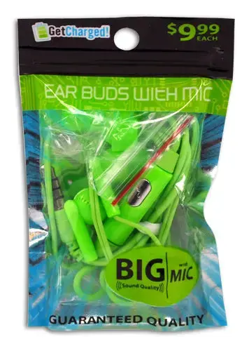 Earbuds With Auxiliary Connection And Mic - 3 Pieces Per Pack 29408 1