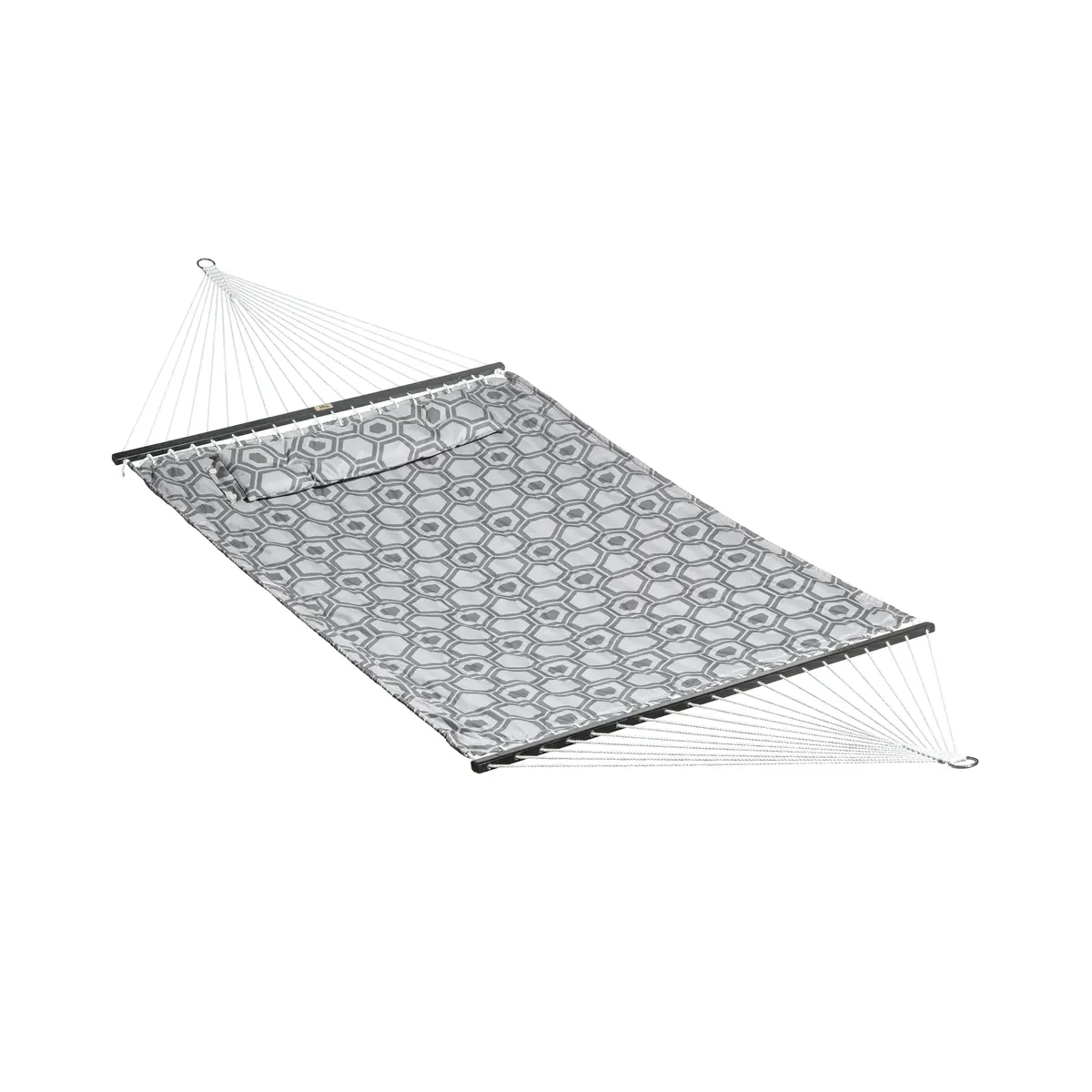 Bliss Hammocks Bhg-488-Hp Reversible 2-Person Quilted Hammock W/ Spreader Bars, Pillow, & Hanging Hardware | 55-In. Wide | Weather Resistant | 450 Lb. Capacity (Hexagonal) 1