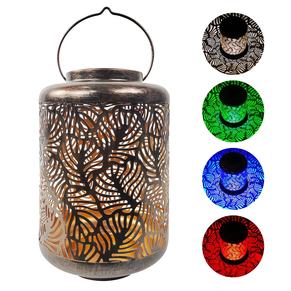 Bliss Outdoors Bsl-308-Bz Solar Led Lantern W/ Banana Leaf Design & Hand Painted Finish | 12-In. Tall | Waterproof Ip44 (Bronze) 1