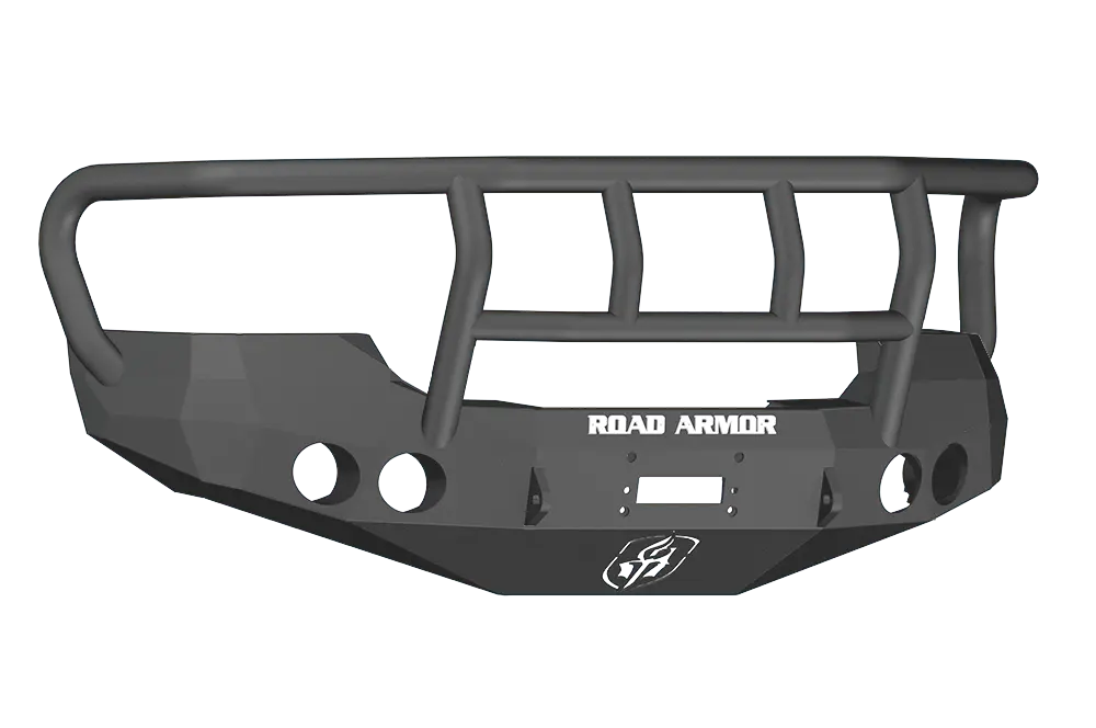Road Armor Stealth 37402B 2008-2010 Gmc Sierra 2500/3500 Front Winch Ready Bumper Titan Ii Grille Guard, Black Finish And Round Fog Light Hole 1