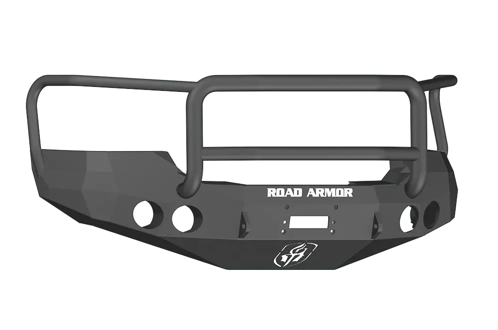 Road Armor Stealth 37405B 2008-2010 Gmc Sierra 2500/3500 Front Winch Ready Bumper Lonestar Guard, Black Finish And Round Fog Light Hole 1